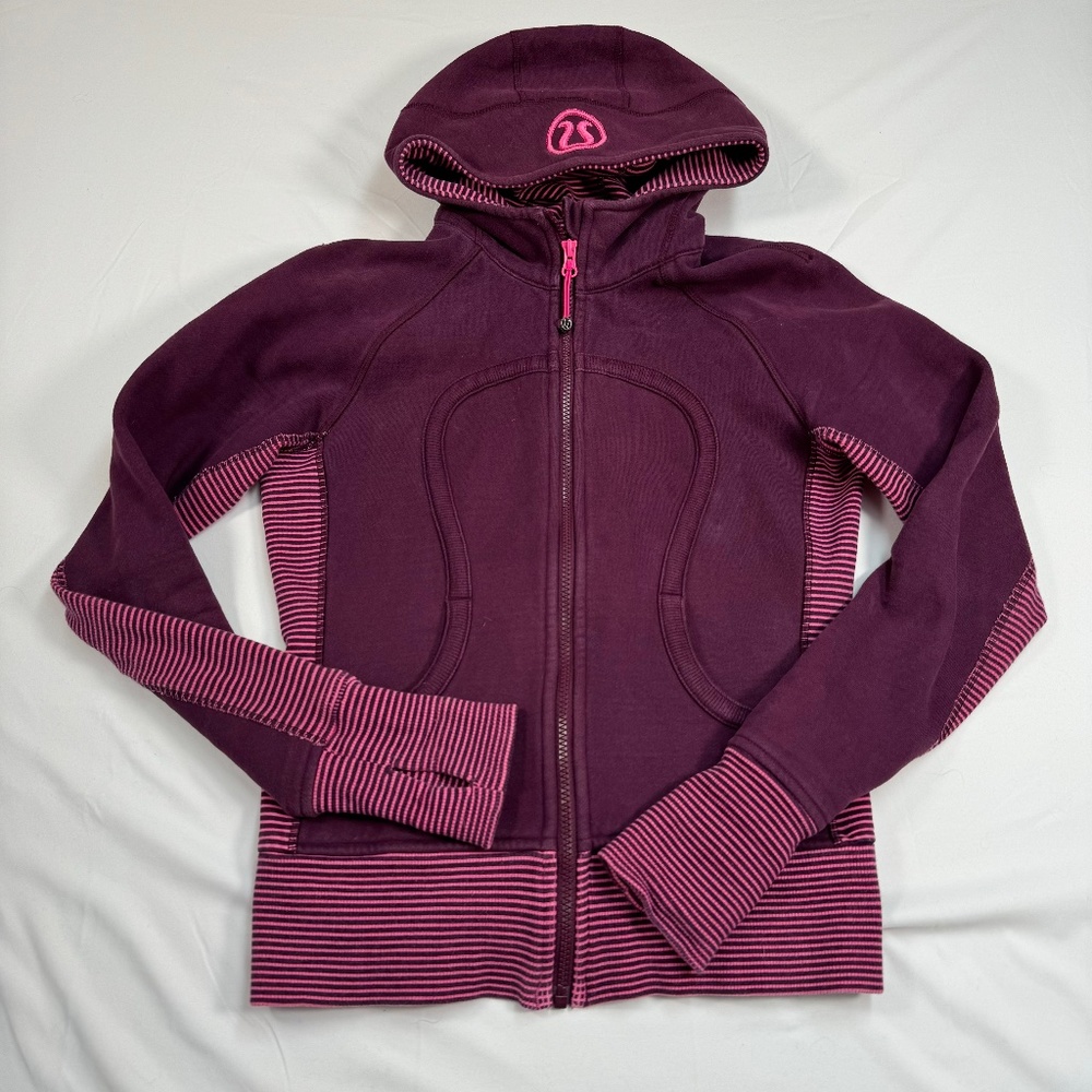 Lululemon Scuba Hoodie Purple Plum Pink Shell Jacket Women’s Size 6 Thumb Holes